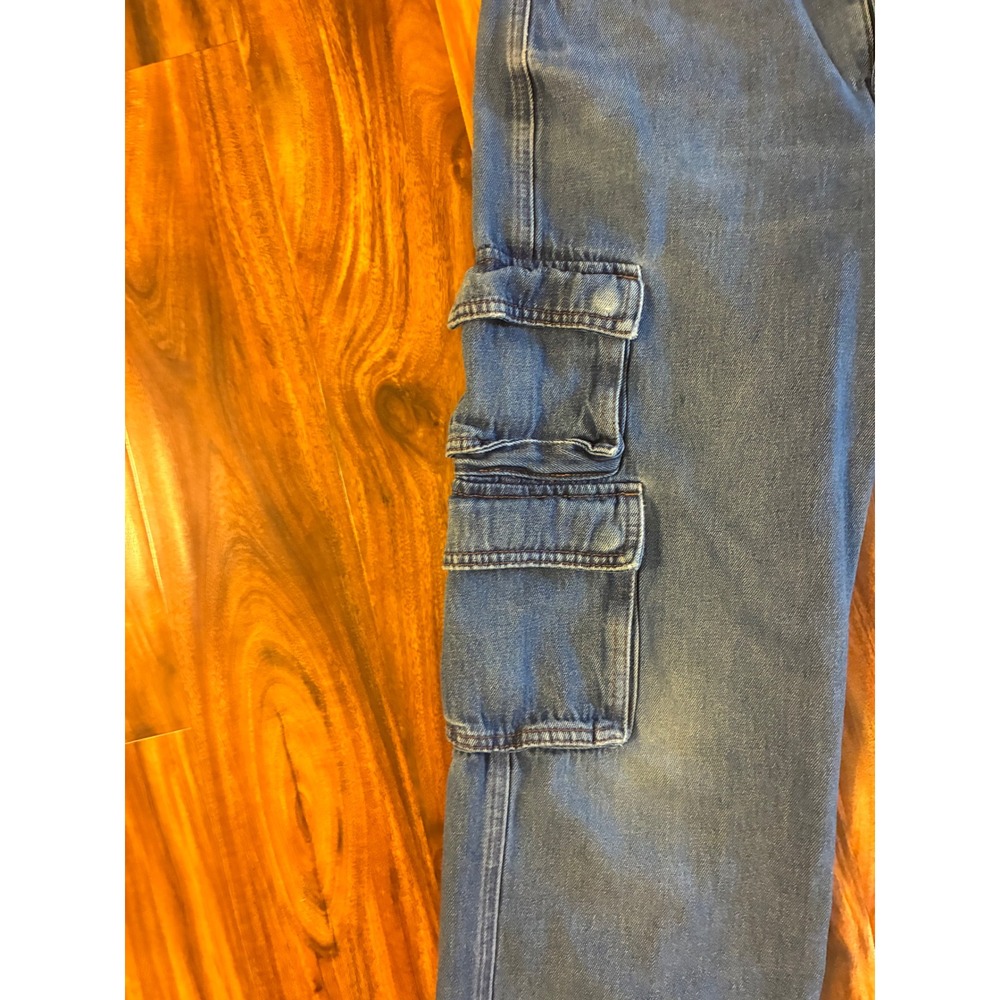 Empyre Tori Cargo Jeans Medium Wash Y2K Vintage Skate Wide Leg Denim‎ Pants Sz 2 - Picture 9 of 11